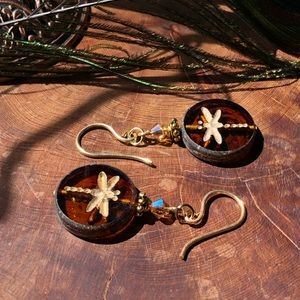 Dragonflies In Amber Earrings - Dragonfly Jewelry